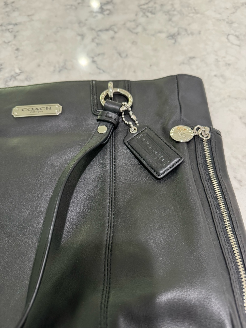 Coach black leather tote F19456 Silver hardware NWT - Picture 11 of 13